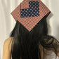 Limited Edition Handmade America 250 Celebration Bandana | Reverse Flag Design Rustic Patriotic Neck & Hair Scarf with Optional Crystal Sparkle
