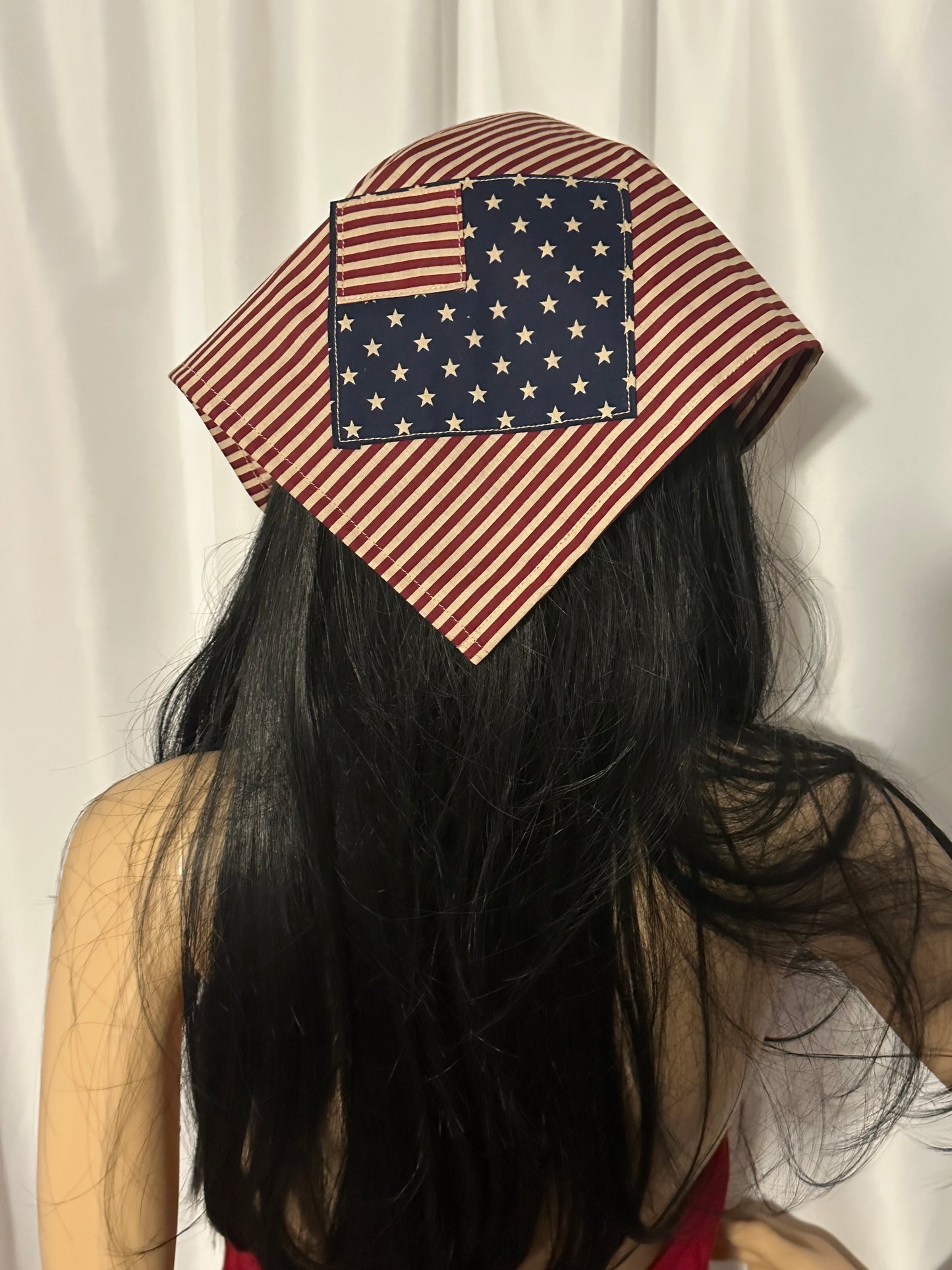 Limited Edition Handmade America 250 Celebration Bandana | Reverse Flag Design Rustic Patriotic Neck & Hair Scarf with Optional Crystal Sparkle