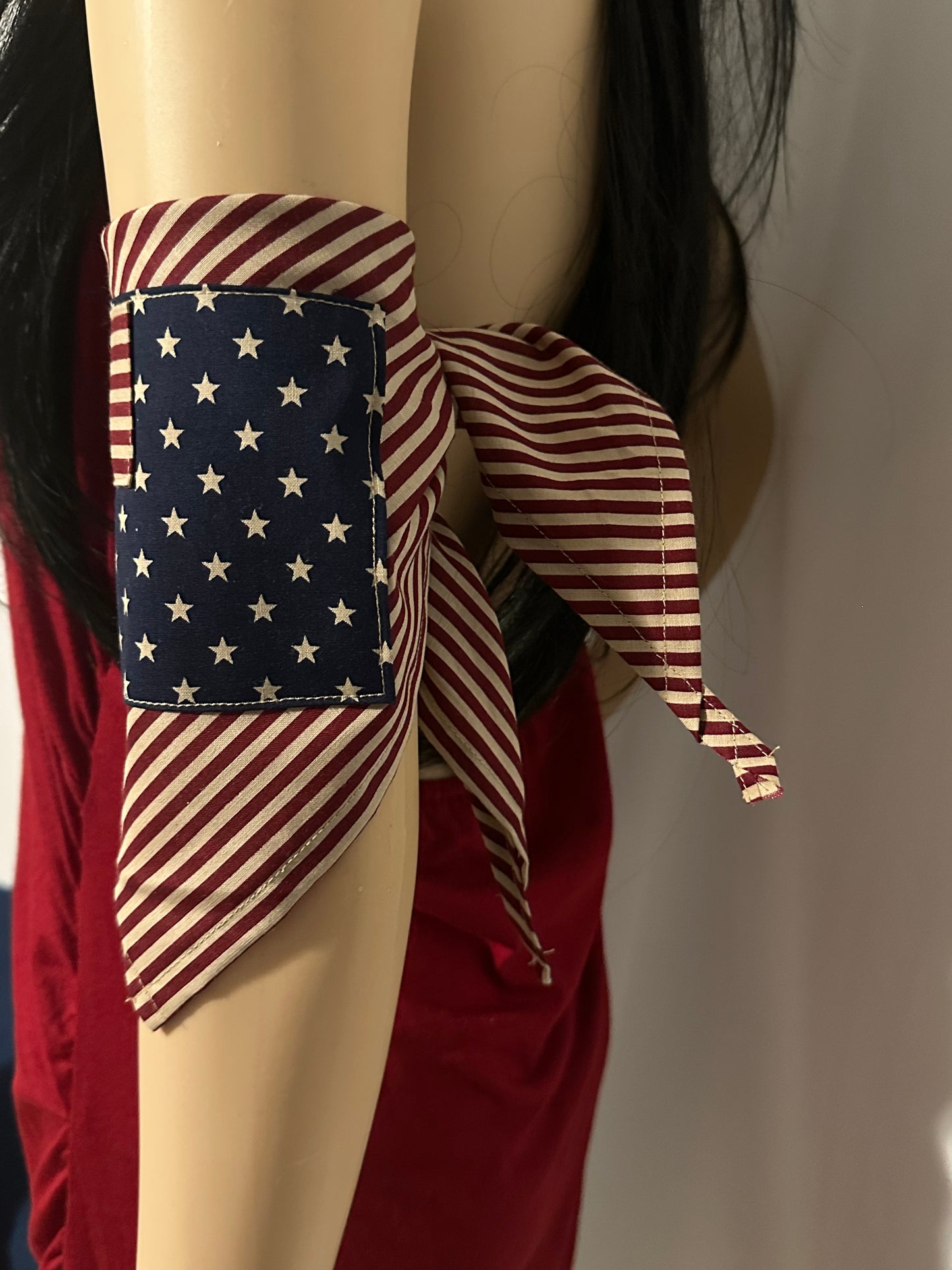 Limited Edition Handmade America 250 Celebration Bandana | Reverse Flag Design Rustic Patriotic Neck & Hair Scarf with Optional Crystal Sparkle