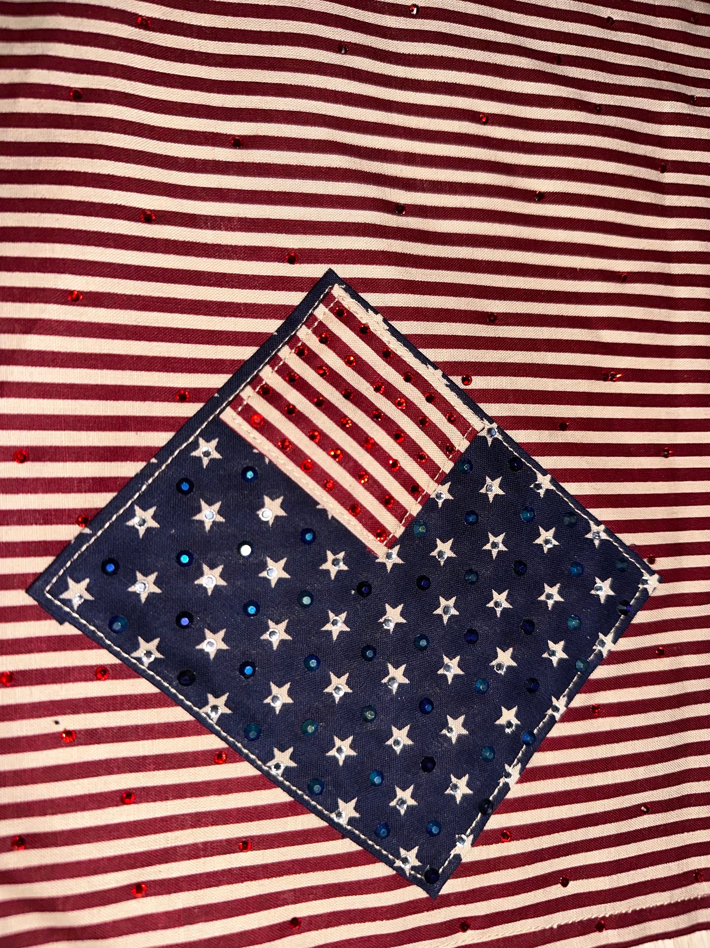 Limited Edition Handmade  | Reverse Flag Design Crystalized Rustic Patriotic Neck & Hair Scarf
